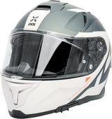 Weiße und graue iXS Rapid 2.0 Grafik Integralhelm, matt, mit klarer Visier und komfortabler Passform.