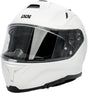 Weißer iXS Rapid 2.0 Integralhelm, full-face Helm mit Belüftung und Visier, auf einem weißen Hintergrund.