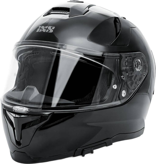 Schwarzer iXS Rapid 2.0 Integralhelm mit Visier und Belüftungsöffnungen, für sicheren Schutz beim Motorradfahren