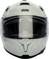Grauer iXS Rapid 2.0 Integralhelm, sicherer Motorradhelm mit Belüftung und Visier, auf einem weißen Hintergrund.