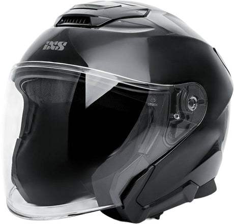 Schwarzer iXS Rapid J 1.0 Jethelm mit Visier, leichter Motorradhelm für Komfort und Sicherheit.
