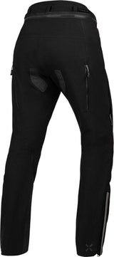 Schwarze Damen-Laminathose von iXS, Tourster-STX 2.0 für Adventure und Outdoor-Aktivitäten, zeigt die strapazierfähige Hosenstruktur.