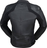 Schwarze iXS Ace 1.0 Lederjacke für Touren, detailreiche Nahaufnahme der hochwertigen Motorradjacke