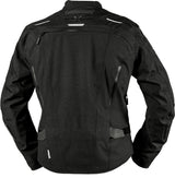 Schwarze iXS Rapid-STX 2.0 Laminatjacke für Touring, detailreiche Nahaufnahme der wasserdichten Motorradgepäckjacke