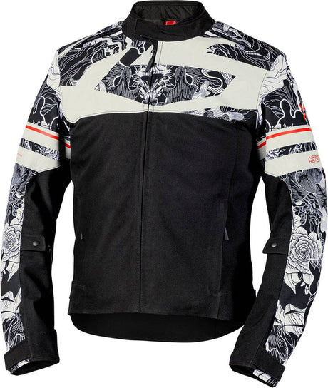 Schwarze iXS Rapid-STX 2.1 Laminatjacke für Touren, mit grauem Akzent, wasserabweisend und atmungsaktiv.