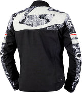 Schwarze iXS Rapid-STX 2.1 Laminatjacke für Touren, mit grauen Akzenten, wasserdicht und atmungsaktiv, auf einem Fahrrad.