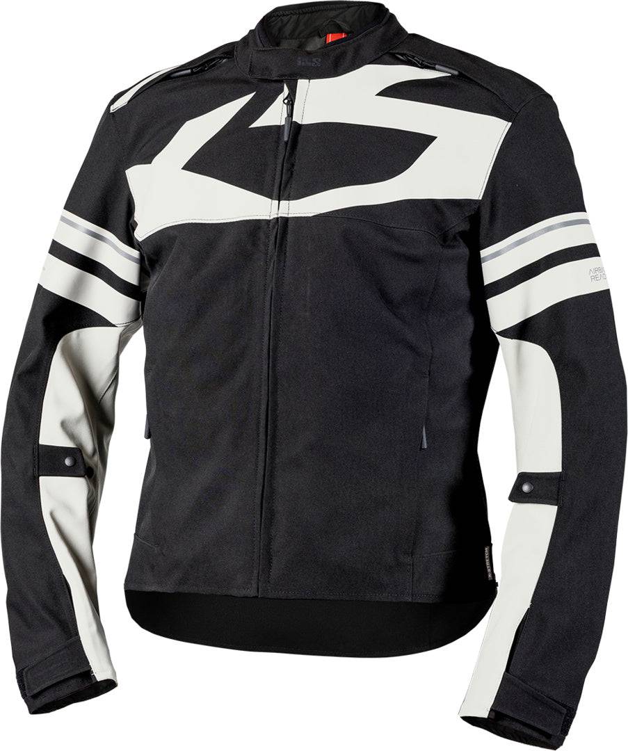 Schwarze und graue iXS Rapid-STX 2.2 Laminatjacke für Touren, wasserdicht und atmungsaktiv, mit Reißverschlusstaschen.