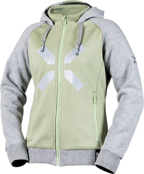 Hellgrüne iXS Damen Rapid 1.0 Tourenjacke mit Cool Grey Akzenten, bequeme Passform, ideal für Touren und Alltag.