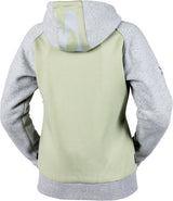 Leichte Damen-Tourenjacke iXS Rapid 1.0 Hoodie in hellgrün und Cool Grey mit Kapuze und Reißverschluss.