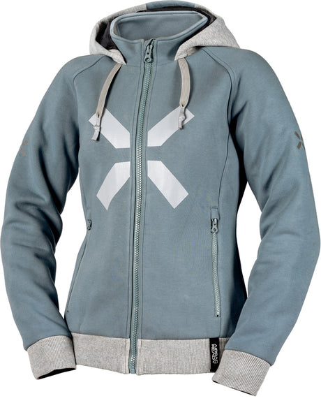 iXS Damen Rapid 1.0 Hoodie in Blau und Grau, Tourenjacke mit Kapuze und bequemem Schnitt, ideal für Outdoor-Aktivitäten