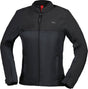 Schwarze Damen-Touring Jacke iXS Rapid BigAir 1.0 mit reflektierenden Elementen und verstellbarem Saum, für Motorradfahrten.