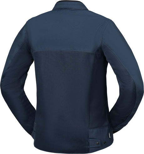 Dunkelblaue iXS Damen Rapid BigAir 1.0 Tourenjacke mit Reißverschluss und Kapuze, ideal für Outdoor- und Motorradtouren