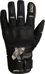 Schwarze iXS Venture-STX-Z 1.0 Handschuhe mit robustem Design und Schutzpolsterung, für Fahrradfahren oder Outdoor-Aktivitäten.