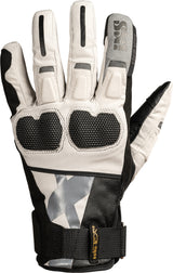 Schwarze iXS Venture-STX-Z 1.0 Handschuhe mit grauen Akzenten, robuste Motorradhandschuhe für sicheren Grip.