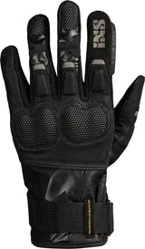 Schwarze Damen-Handschuhe iXS Venture-Air 1.0 aus Textil mit Polsterung und Klettverschluss, bequem und atmungsaktiv.