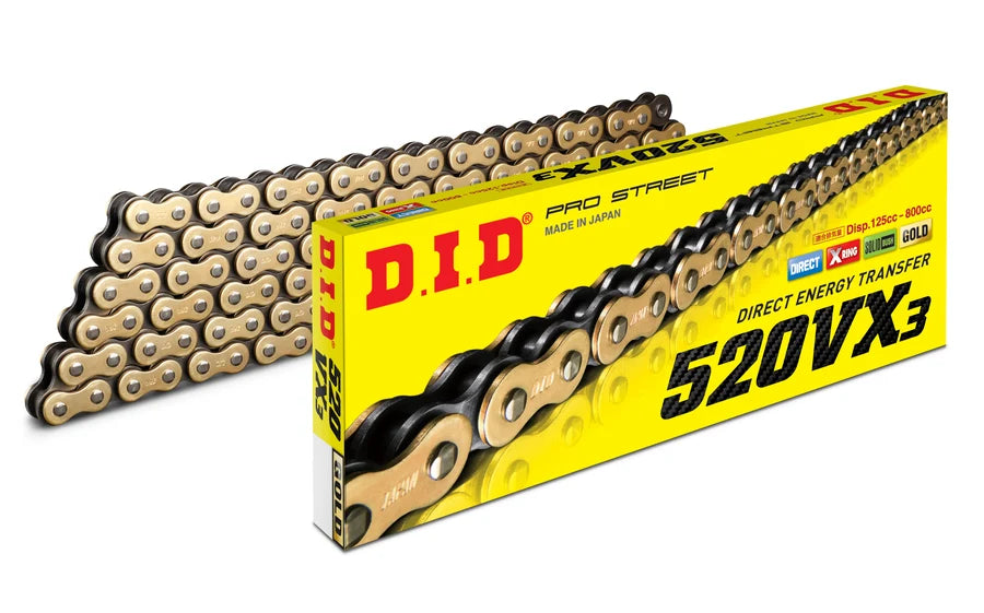 D.I.D 520VX3 G&B Kette + Clipschloss (FJ) Gold