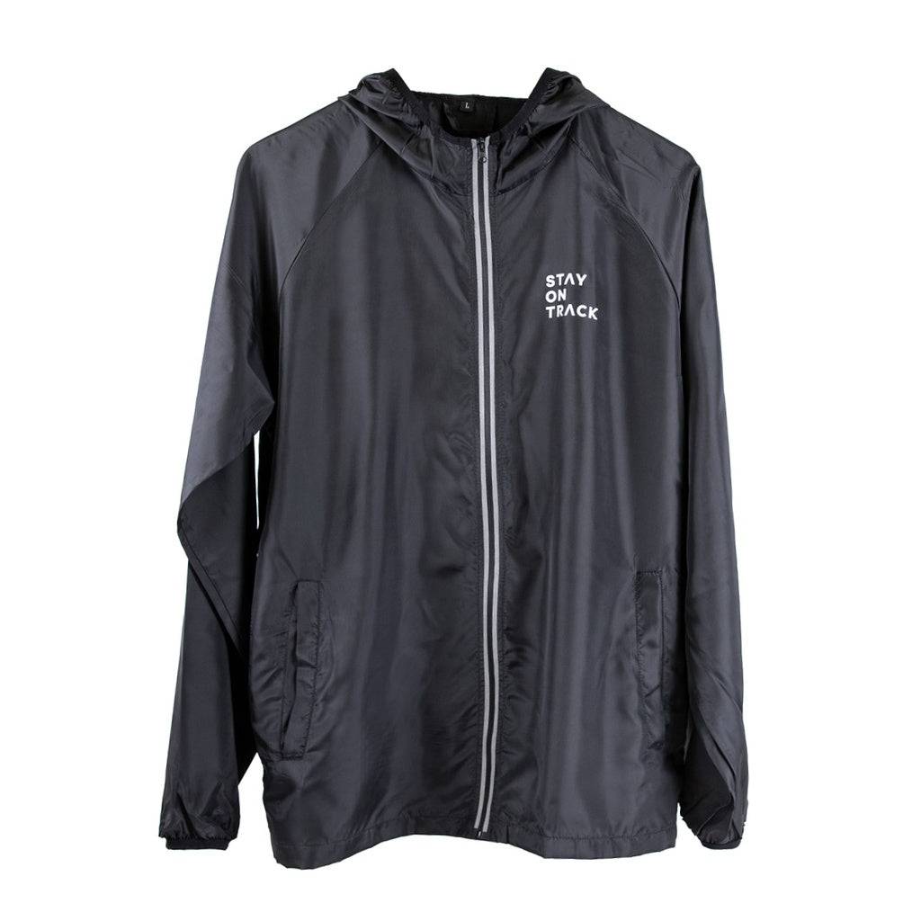 X-GRIP Windbreaker für Freizeitbekleidung, leichte winddichte Jacke in Schwarz mit Kapuze und Reißverschluss, sportlich und bequem.