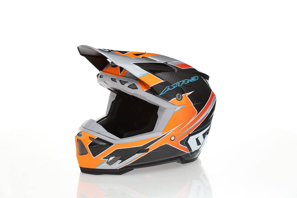 Motocrosshelm 6D ATR-3Y Reflex Graphic, glänzendes Neon-Orange, mit auffälligem Design und robustem Schutz