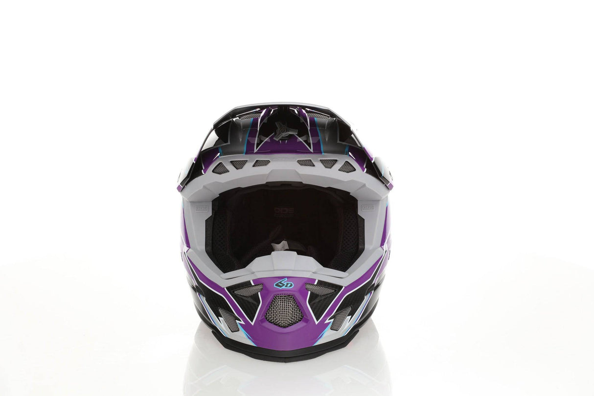 Bunter 6D ATR-3Y Reflex Lila Motocrosshelm mit auffälligem Design und Belüftung für sicheren Offroad-Schutz.