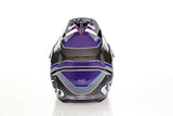 Lila 6D ATR-3Y Reflex Motocrosshelm mit reflektierenden Grafiken und aerodynamischem Design.