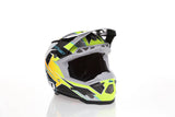 Motocrosshelm 6D ATR-3Y Reflex Graphic in glänzendem Neon-Gelb mit reflektierenden Designs.