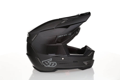 Schwarzer 6D ATR-3Y Motocrosshelm mit glänzendem Finish, langlebiges Schutzdesign und komfortabler Passform.