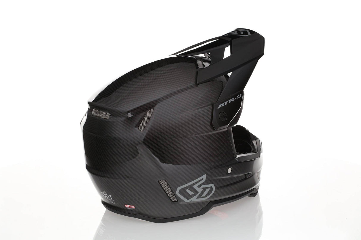 Schwarzer 6D ATR-3Y Motocrosshelm mit solidem, glänzendem Finish, für sicheren Schutz beim Offroad-Fahren.