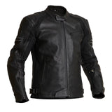 Schwarze Halvarssons Motorradjacke Selja im klassischen Stil, aus robustem Material, mit Reißverschlüssen und reflektierenden Details