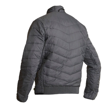 Halvarssons Thermojacke Alfta in Anthrazit, funktionale Bekleidung mit isolierendem Material, sichtbare Reißverschlüsse und Steppnähte