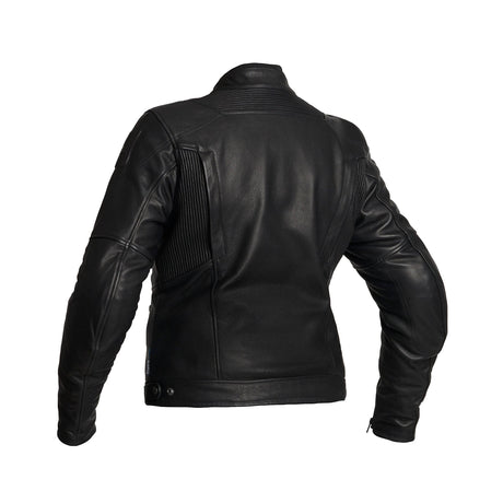 Schwarze Damen-Lederjacke von Halvarssons für Touring, stilvolle Jacke mit robustem Leder und detailliertem Design.