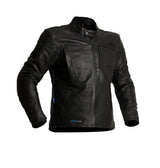 Schwarze Halvarssons Lederjacke Mangen als Touring-Jacke mit robustem Leder und stilvollem Design, sichtbar auf dem Produktbild.