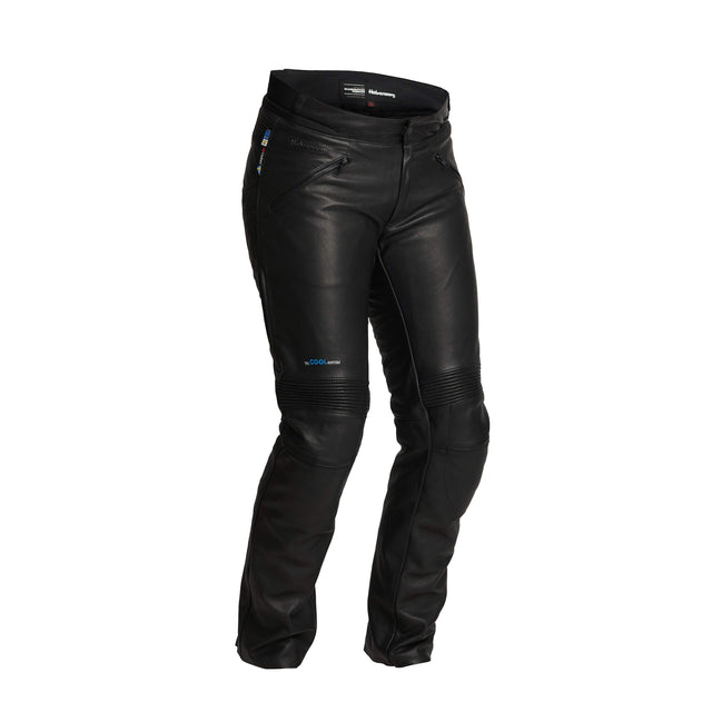 Schwarze Damen Lederhose Velen von Halvarssons, hochwertige Hosen-Touring für Damen, aus Leder mit detailreicher Verarbeitung.