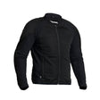 Schwarze Halvarssons Motorradjacke Edane für Touren, robuste Textiljacke mit Schutzpolstern und reflektierenden Elementen.
