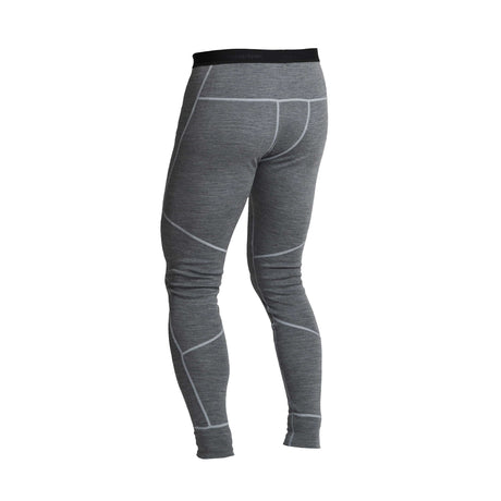 Halvarssons Thermohose Wolle Lang Grau, funktionale Woll-Lang Unterhose, zeigt das graue Material und die Passform der langen Thermohose