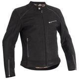 Schwarze Lederjacke Sandtorp von Halvarssons, klassische Jacken-Design, Frontansicht aus Leder, modischer und robuster Stil