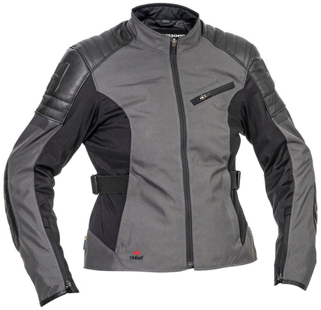 Damen Textiljacke Solberg von Halvarssons in Dunkelgrau und Schwarz, Touring-Jacke mit robustem Material und sportlichem Schnitt