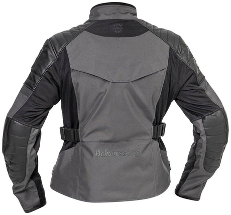 Damen Textiljacke Solberg von Halvarssons in Dunkelgrau und Schwarz, Tourenjacke mit atmungsaktivem Material und reflektierenden Details