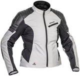 Halvarssons Damen Textiljacke Solberg in Hellgrau und Schwarz, touring Jacke mit wasserabweisendem Material, Frontreißverschluss