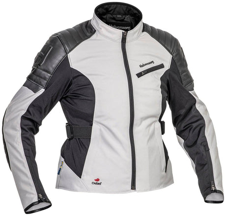 Halvarssons Damen Textiljacke Solberg in Hellgrau und Schwarz, touring Jacke mit wasserabweisendem Material, Frontreißverschluss