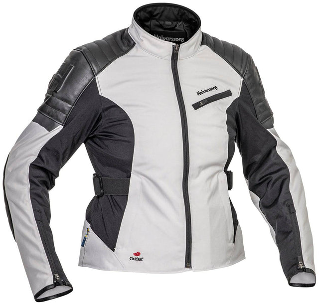 Halvarssons Damen Textiljacke Solberg in Hellgrau und Schwarz, touring Jacke mit wasserabweisendem Material, Frontreißverschluss