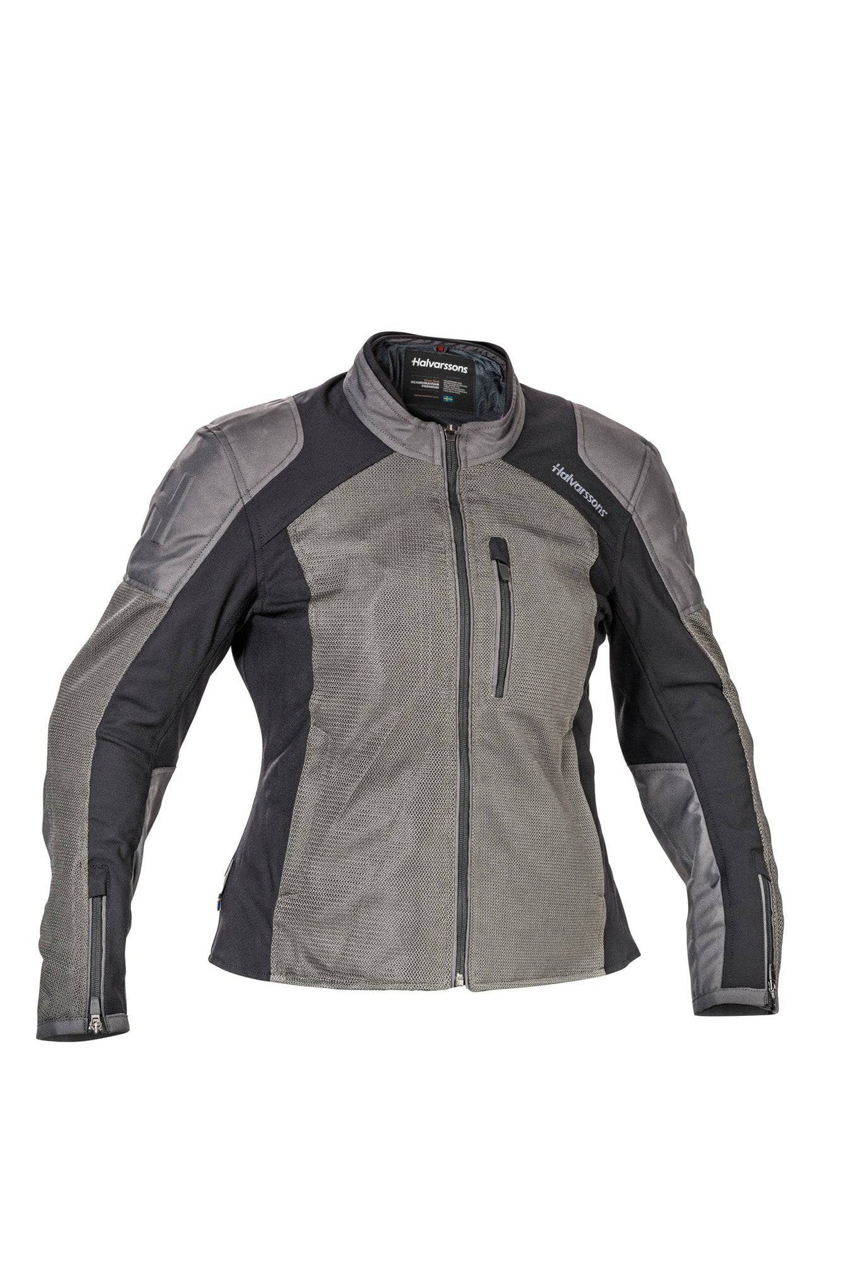 Damen Motorradjacke Halvarssons Arvika in Schwarz und Grau, touring Jacke mit robustem Material und reflektierenden Details.