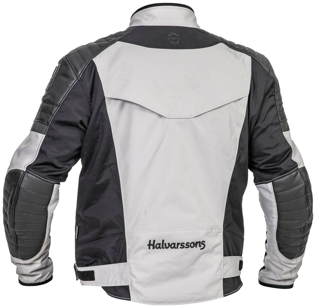 Halvarssons Motorradjacke Solberg in Hellgrau und Schwarz, touring Jacke mit reflektierenden Elementen und robustem Material.