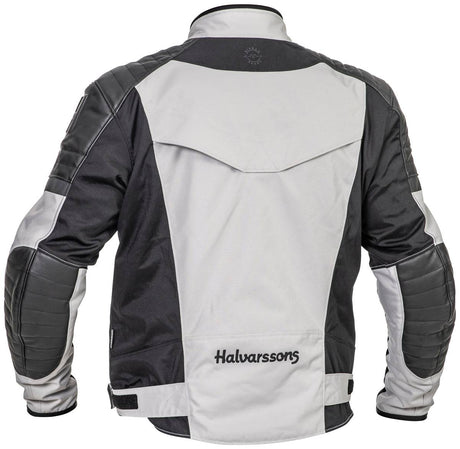 Halvarssons Motorradjacke Solberg in Hellgrau und Schwarz, touring Jacke mit reflektierenden Elementen und robustem Material.