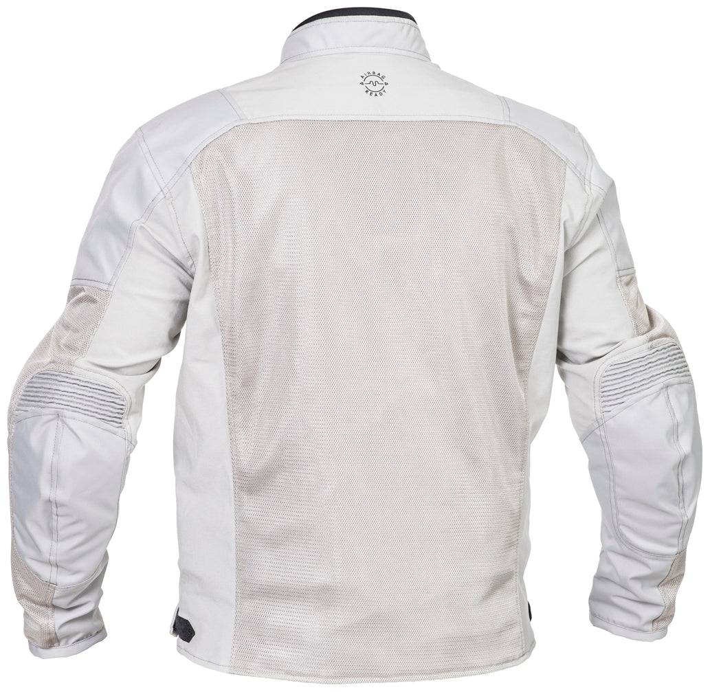 Hellegraue Touren-Motorradjacke von Halvarssons, Arvika Modell, mit robustem Material und reflektierenden Details.