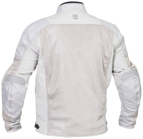 Hellegraue Touren-Motorradjacke von Halvarssons, Arvika Modell, mit robustem Material und reflektierenden Details.