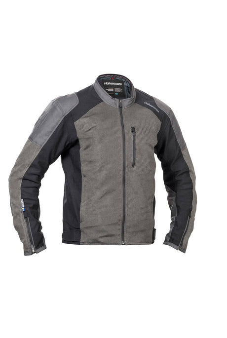 Halvarssons Arvika Motorradjacke in Schwarz und Grau, Touring-Jacke mit robustem Material und reflektierenden Details.