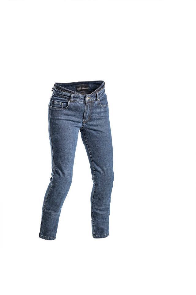 Damenjeans Halvarssons Rogen Blau Kurz, kurze Hosen-Touring-Jeans, blaue Damenhose mit geradem Schnitt, Outdoor-Design