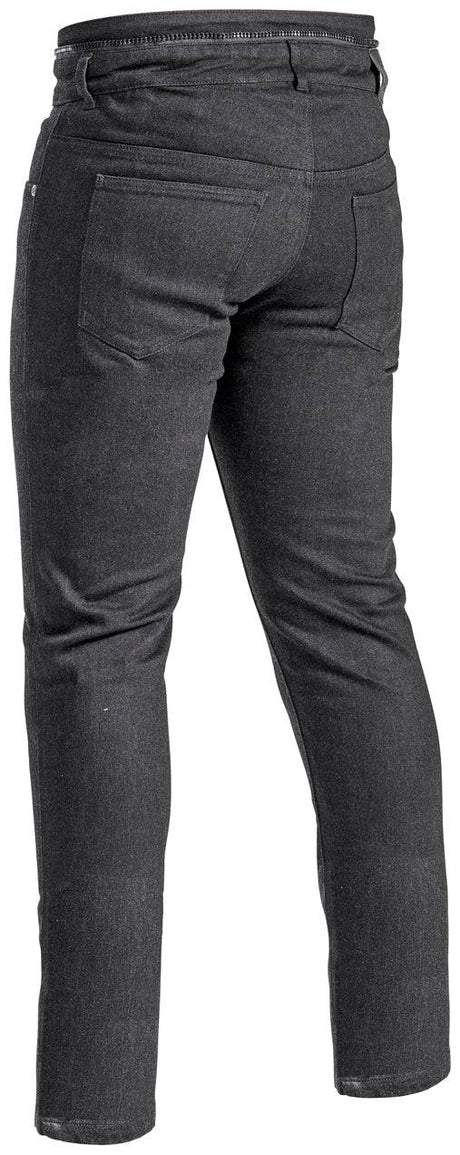 Schwarze Halvarssons Nyberg Motorradjeans Kurz, Touren-Hose mit Schutz, Sichtbar auf dem Bild.