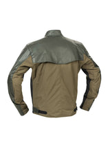 Halvarssons Motorradjacke Holmen in Braun und Olivgrün, klassische Jacken-Design, strapazierfähiges Textil mit Reißverschlüssen.