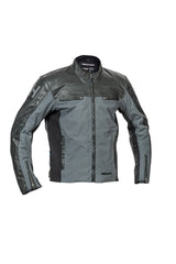 Halvarssons Motorradjacke Holmen in Schwarz und Grau, klassische Jacke mit strapazierfähigem Material und reflektierenden Details.